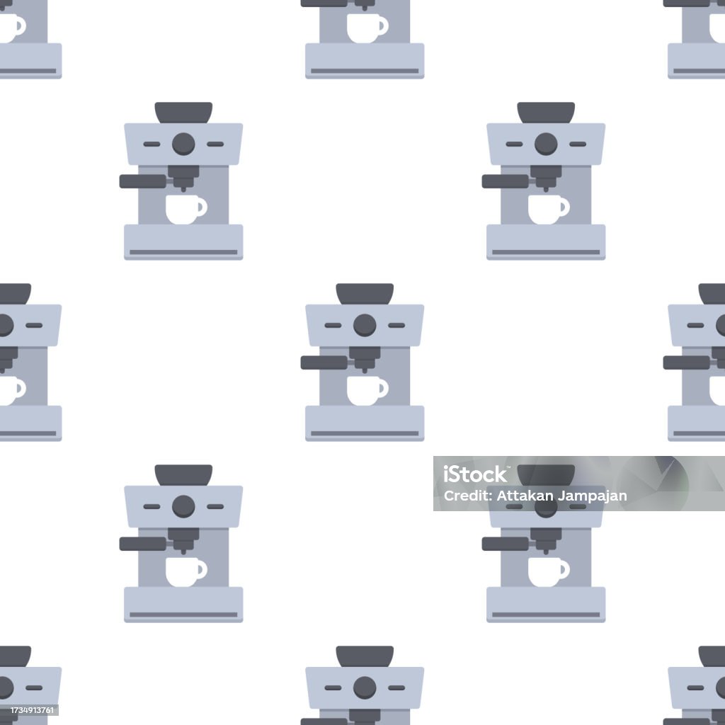 Coffe Pattern Machine Coffee Maker Machine Seamless Pattern On White Background Stock ...