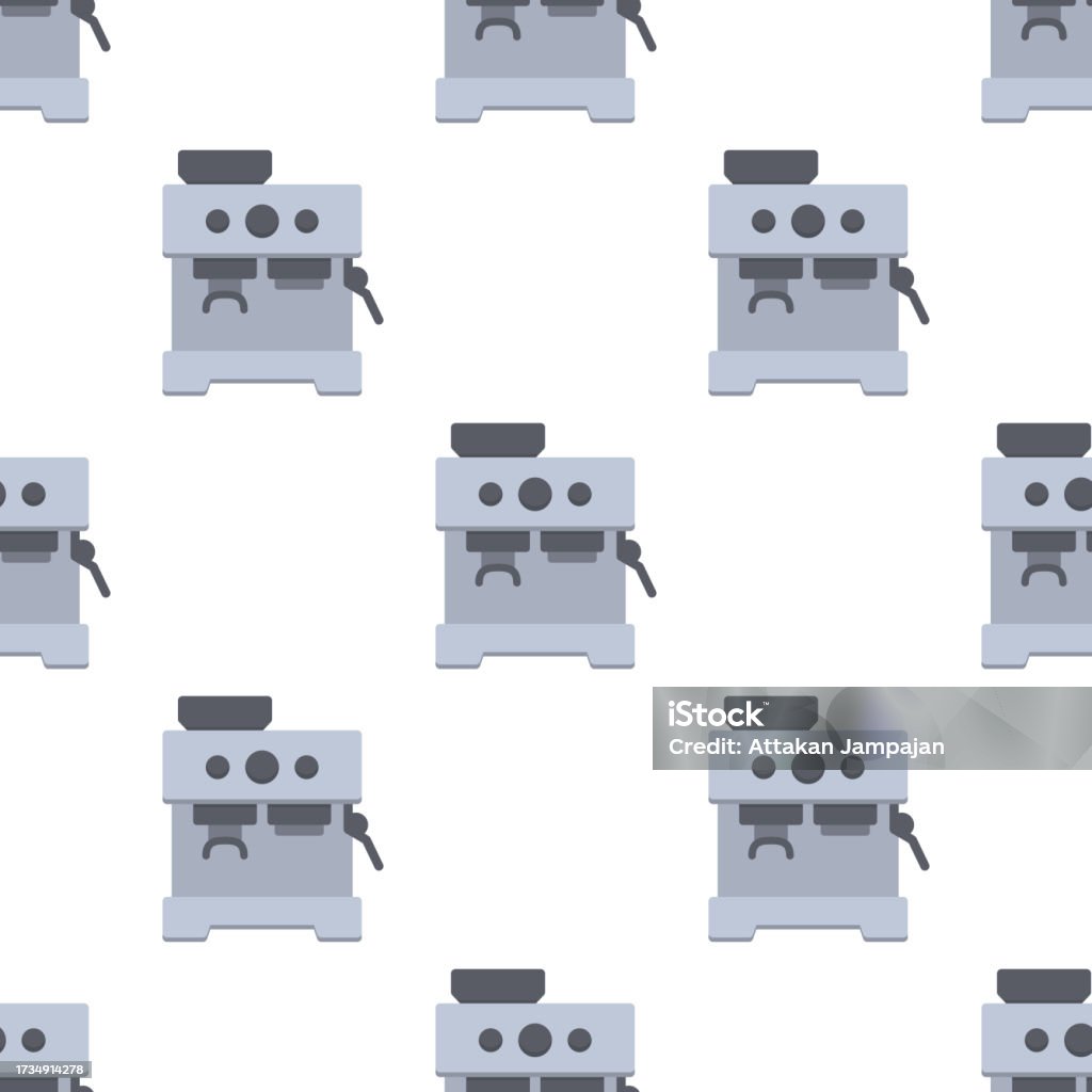 Coffe Pattern Machine Coffee Maker Machine Seamless Pattern On White Background Stock ...