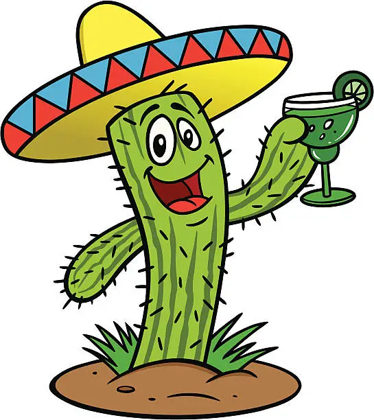 Vector illustration of Cactus with Margarita