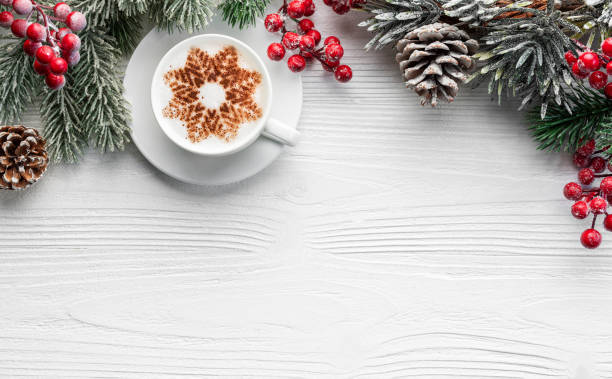 istock Cup of coffee with christmas decorations 1734917036