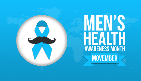 Men's health awareness concept. Movember. Prostate Cancer Awareness Ribbon Background