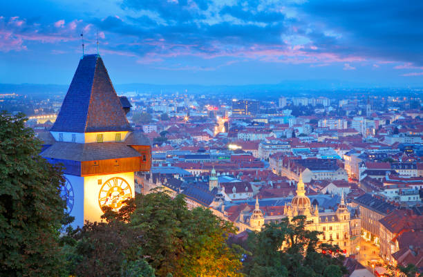 The Clock Tower in Graz - fotografia de stock