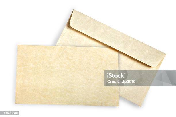 Bege Cartão E Envelope - Fotografias de stock e mais imagens de Bege - Bege, Carta - Documento, Cartão de Saudações