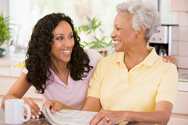 istock Two women in kitchen with newspaper and coffee 173494112