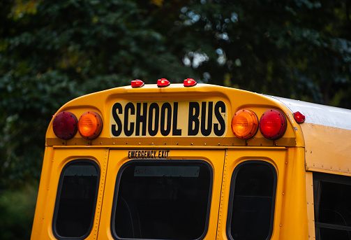 Detailed shot of an American School Bus in New York