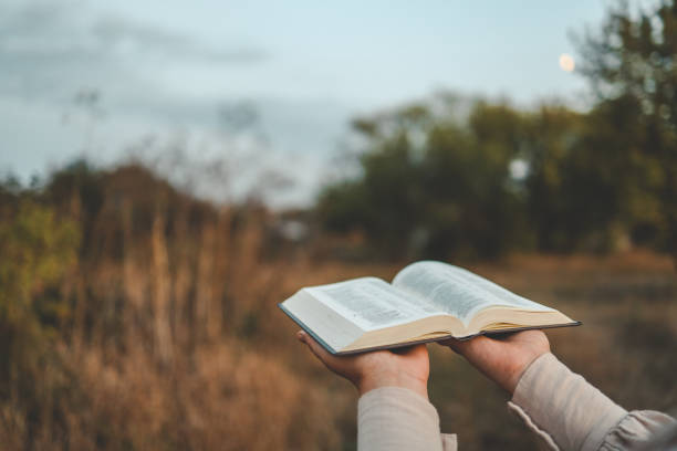 istock Bible in hands in nature, Christian concept 1734957290