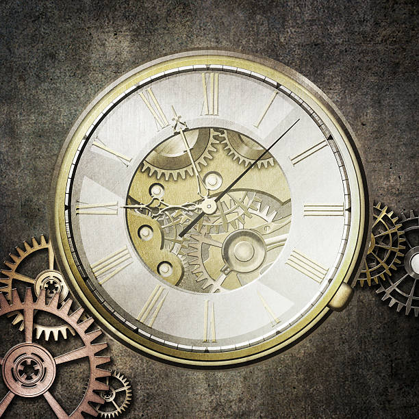 istock Watch with exposed mechanism showing wheels and cogs 173495762