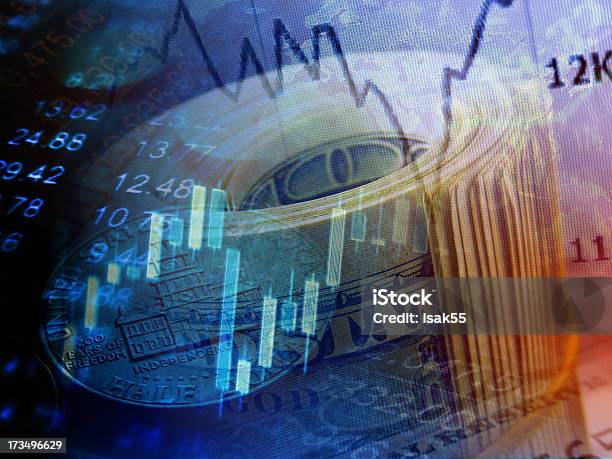 Gráfico Del Mercado Y Enrollados De Dólares Foto de stock y más banco de imágenes de Actividades bancarias - Actividades bancarias, Color - Tipo de imagen, Crecimiento