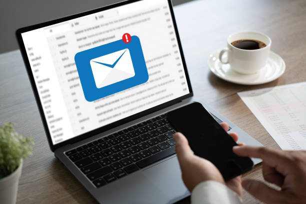istock Business  check on phone Mail Communication Connection message to mailing contacts phone Global Letters Concept 1734981996