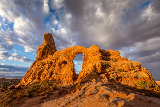 The Turret Arch in the Arche National Park, Utah USA stock photo