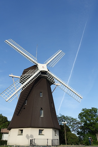 Osaka,Japan,April 23,2023:Windmill Hill in Tsurumi Ryokuchi, Osaka