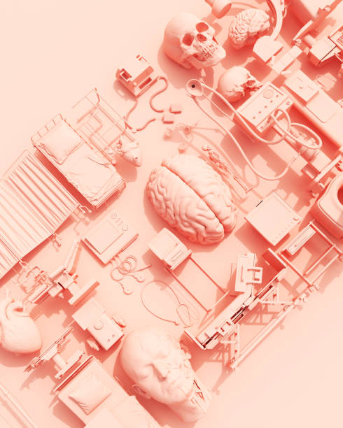 istock Rose pink medical equipment flat lay diagonal background collage wallpaper 1734999976