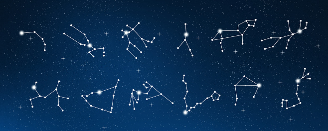 Set of zodiac constellations. Horoscope set