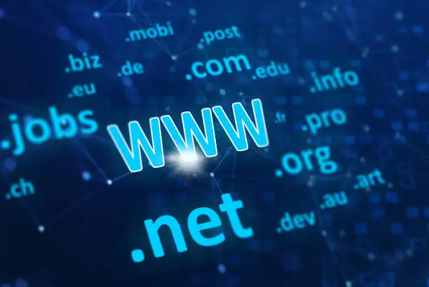 Virtual domain names, internet concept