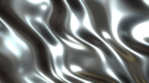 istock Liquid chrome waves background, shiny and lustrous metal pattern texture 3D  illustration. 1735040472