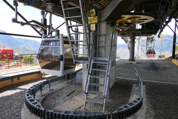 Photo of Cable car cabin at station on top of  Chicamocha Canyon, Columbia