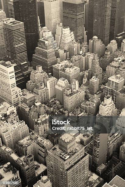 New York City Manhattan Skyline Aerial View Black And White Stock Photo - Download Image Now