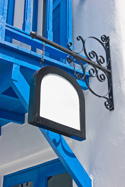 istock Blank wooden sign board outside the store. 173508246