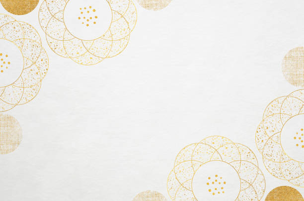 istock Japanese washi paper background with floral frame illustration 1735087520