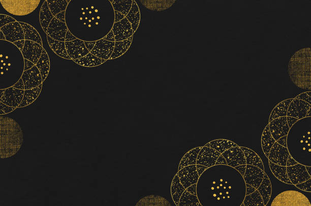 istock Japanese washi paper background with floral frame illustration 1735087545