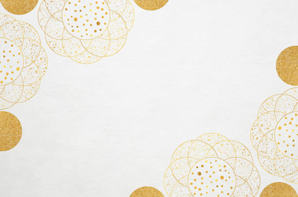 istock Japanese washi paper background with floral frame illustration 1735088030