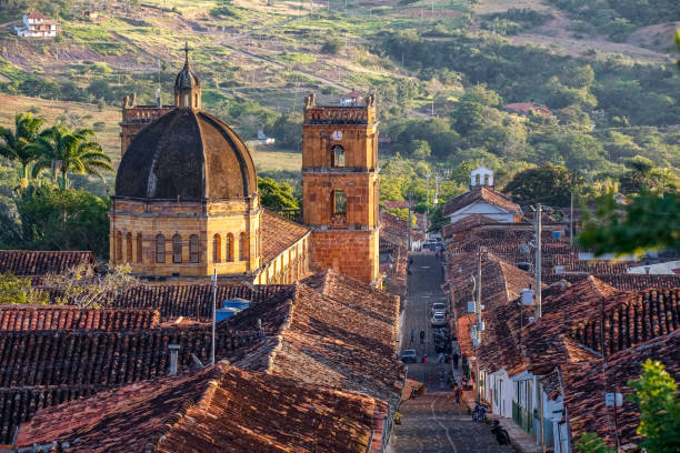 istock View to historic Cathedral of the immaculate conception from a higher angle and hinterlands of Barichara, Colombia 1735120284
