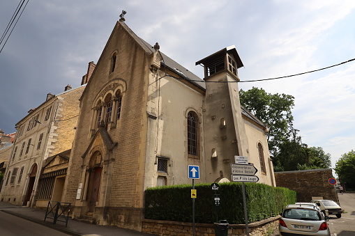 Protestant temple, exterior view, town of Vesoul, department of Haute Saône, France