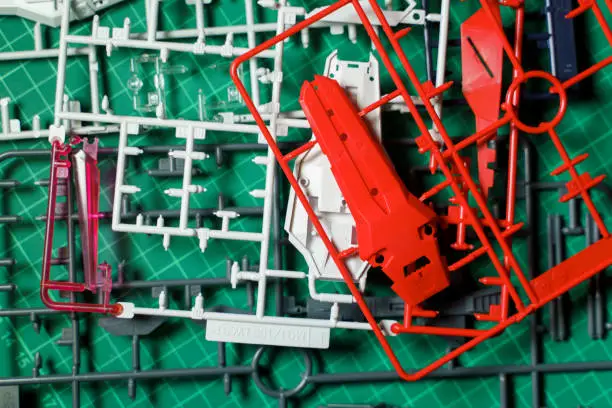 Gunpla plastic model kits for assembling and spraying to assemble into a Gundam model