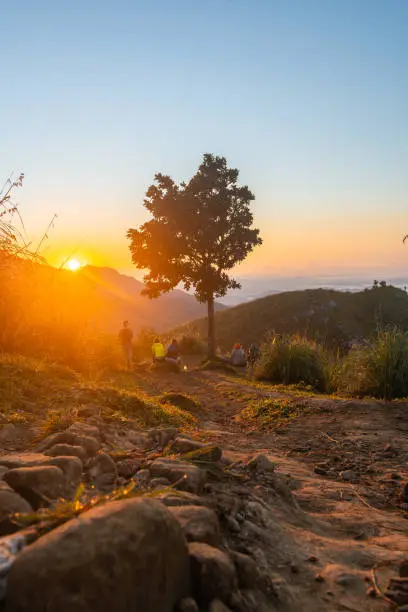 Little Adam's Peak landscape during a stunning sunrise in Ella, Sri Lanka. High quality photo