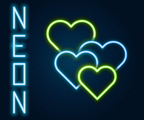 istock Glowing neon line Heart icon isolated on black background. Romantic symbol linked, join, passion and wedding. Happy Valentines day. Colorful outline concept. Vector 1735152679