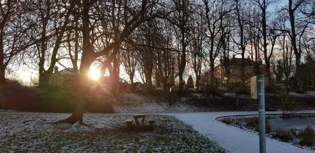 istock Sunset and snow at Glasgow Scotland UK 1735166739