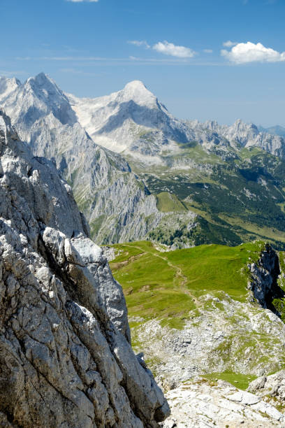 Alpine landscape in the Wetterstein Mountains stock photo