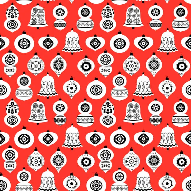 Vector illustration of Christmas vector seamless pattern with elegant ornaments for greeting cards, wrapping paper and holiday designs