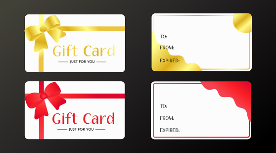 Gift cards with red and gold bows