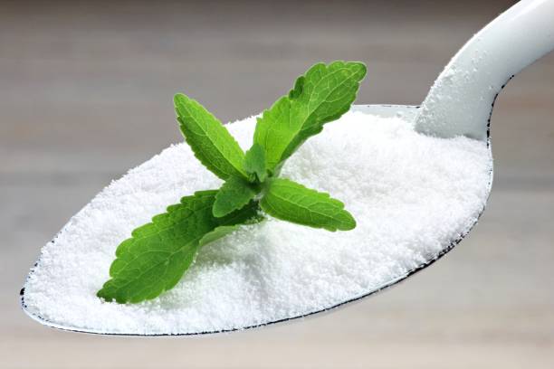 istock enamel spoon with alternative sweetener stevia 1735241524