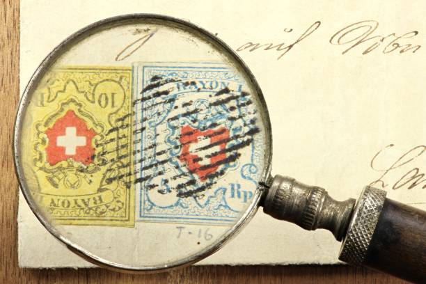 istock 2 Swiss Rayon stamps on envelope 1735284160