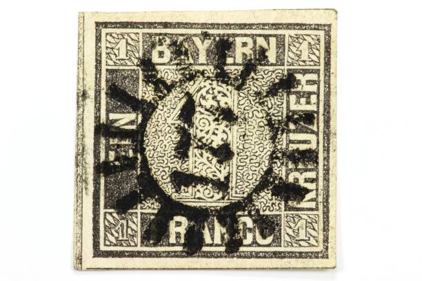 istock one kreuzer black, first German postage stamp 1735284699