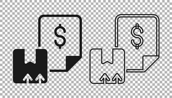 Black Waybill Icon Isolated On Transparent Background Vector Stock