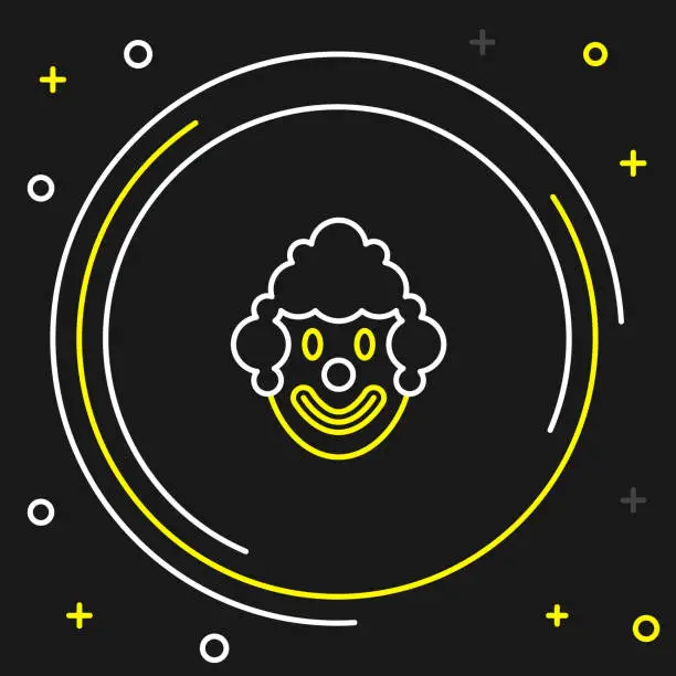 Vector illustration of Line Clown head icon isolated on black background. Colorful outline concept. Vector