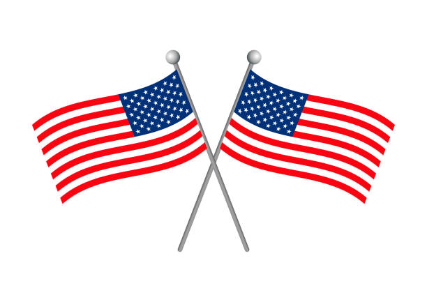 illustrazioni stock, clip art, cartoni animati e icone di tendenza di due bandiere incrociate americane illustrazione vettoriale - inaugurazione presidenziale