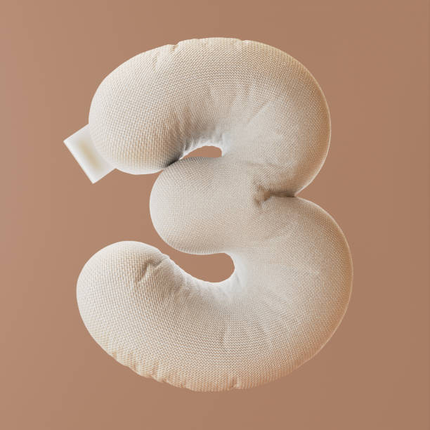 istock Inflated, bubble, textile, fabric 3d number 3. 1735374676
