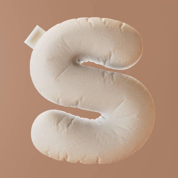 istock Inflated, bubble, textile, fabric 3d letter S. 1735378557