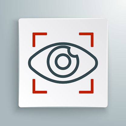 Line Big brother electronic eye icon isolated on white background. Global surveillance technology, computer systems and networks security. Colorful outline concept. Vector.