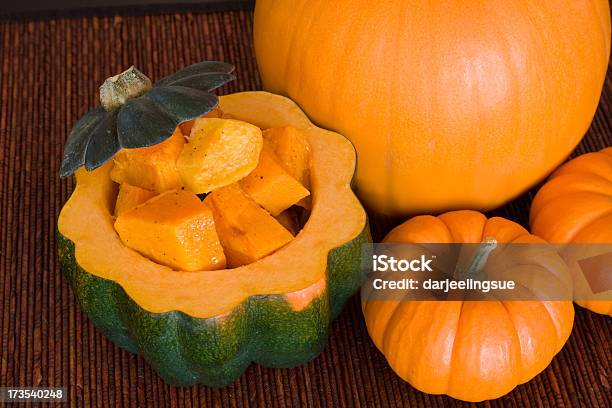 Roasted Squash And Pumpkins Stock Photo - Download Image Now - Acorn Squash, Brown, Celebration Event
