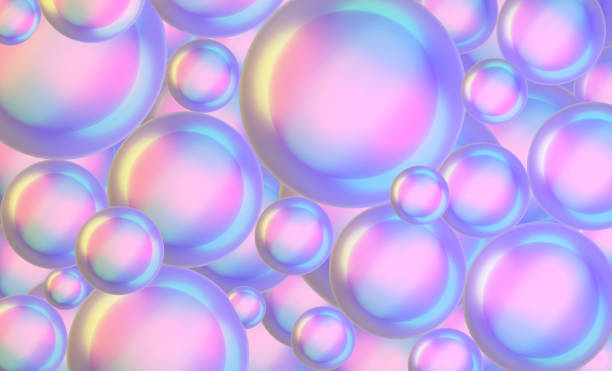 istock Iridescent circles background. Colorful abstract 3d spheres with chromatic palette. Positive mood backdrop. 3d render 1735405052