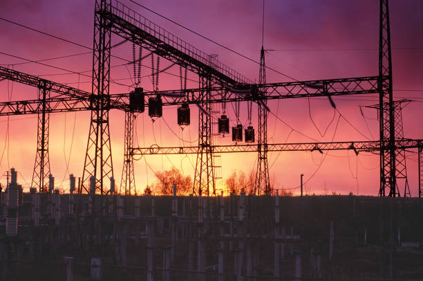 エネルギー駅 - industrial equipment industry growth silhouette ストックフォトと画像