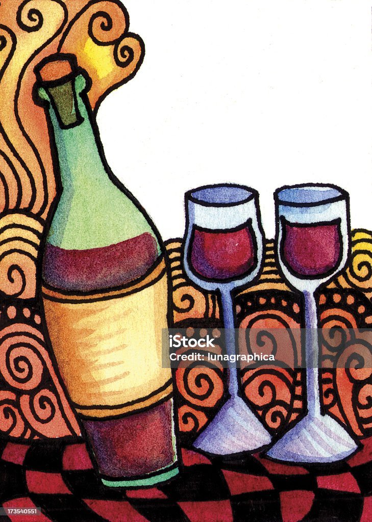 グラスワインと - ワインのロイヤリティフリーストックイラストレーション