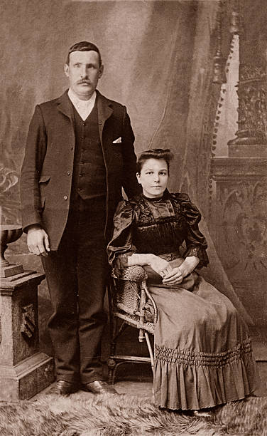 Man & Wife Portrait of a victorian man and his wife. 19th century photos stock pictures, royalty-free photos & images