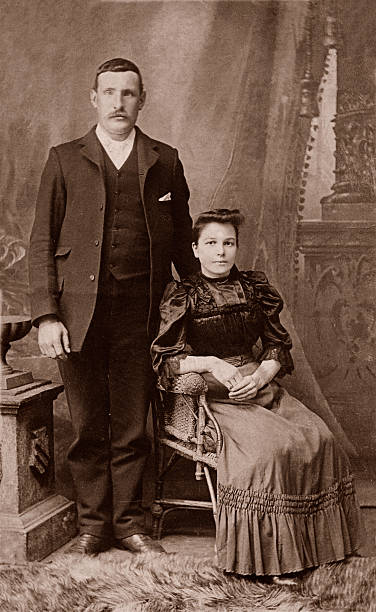 Man & Wife Portrait of a victorian man and his wife. 19th century stock pictures, royalty-free photos & images