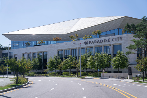 Incheon, South Korea - September 21, 2023: The Paradise City integrated resort complex, which offers a hotel, convention centres, spa, entertainment, retail and dining areas.